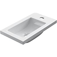 STARBATH PLUS Lavabo De Resina Gel Coat Forma Rectángulo 40 x 22 cm Blanco Brillo SOT40
